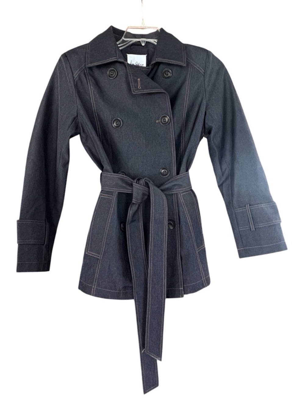 Sam Edelman Water Repellent Double Breasted Denim Trench Coat size Small NWT
